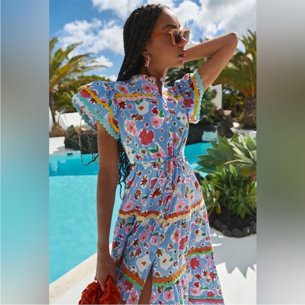 CeliaB Carnelian Floral Midi Dress - Blue and Pink